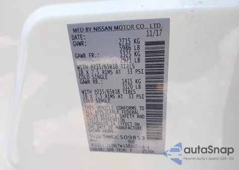 2018 Infiniti Qx60 z USA, uszkodzony, nr VIN 5N1DL0MM8JC509853